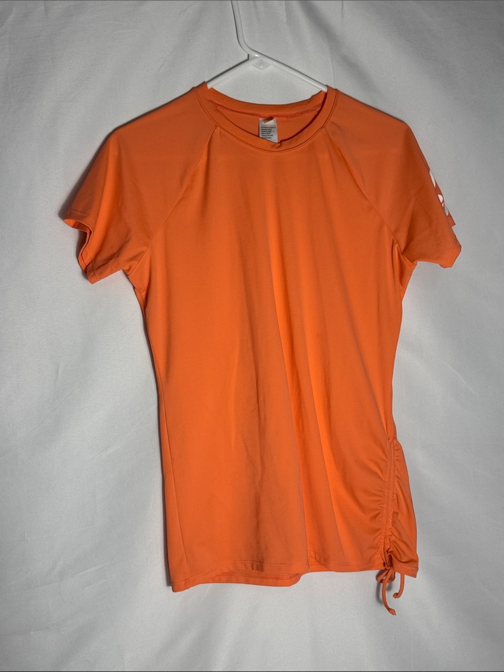 Reef Orange-Coral Short Sleeve Side Cinch Rash Guard Swim Shirt Top